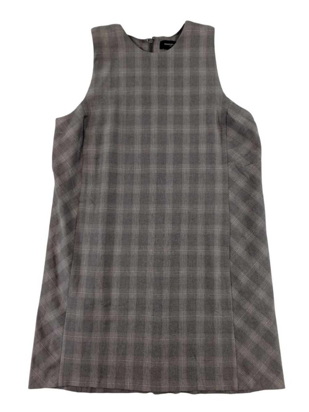 NWT Banana Republic Plaid Shift Sheath Mini Dress Light Brown Sleeveless Size 14